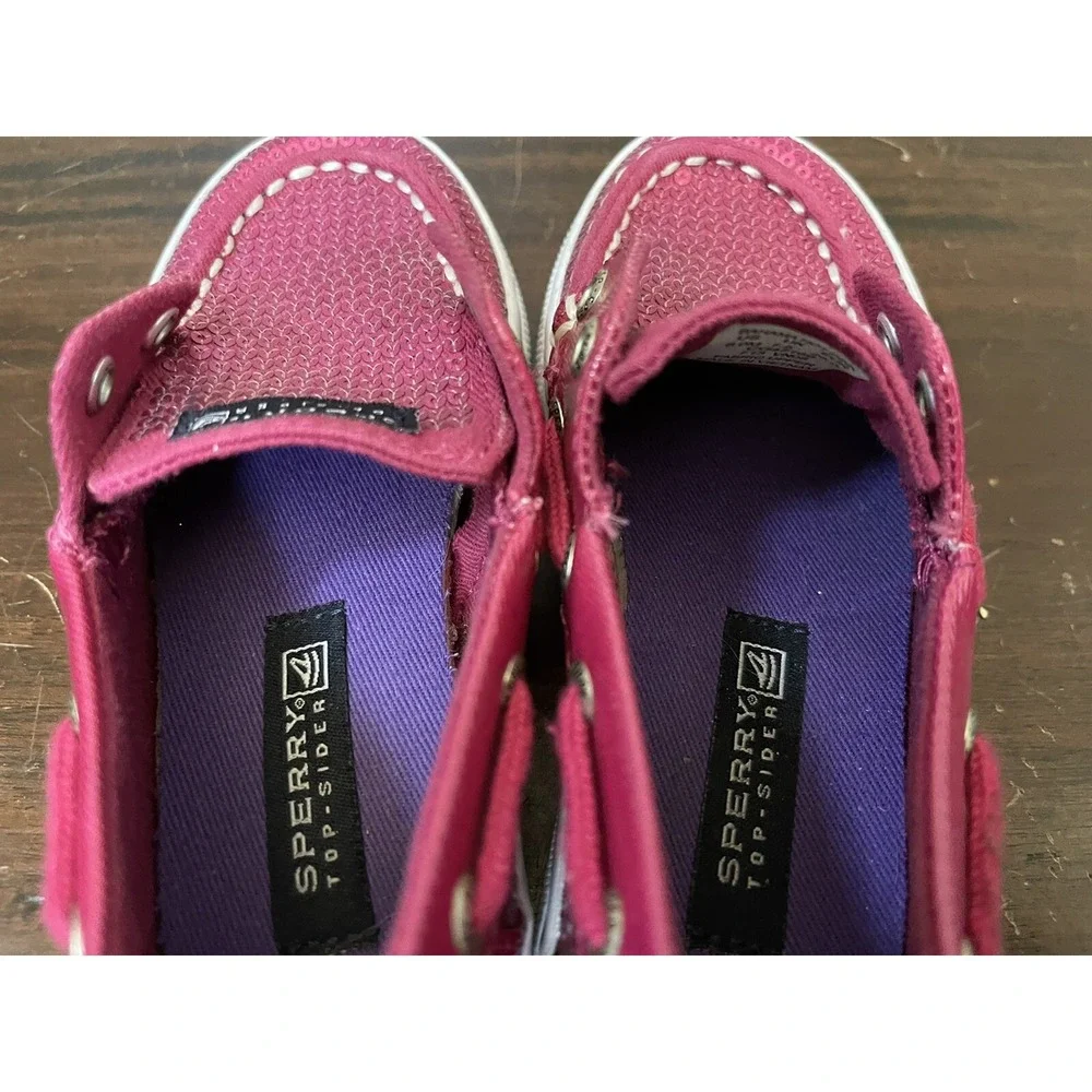 Girls Toddler Sperry Boat Shoes Size 8M Hot Pink Style Bahama Sequin Design